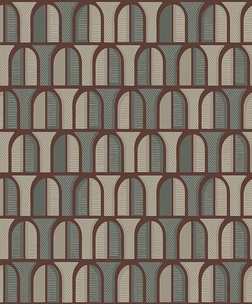 Venice tapet från Boråstapeter med grafiskt mönster i grön. Från kollektionen The Apartment. Nonwoven-material med rak passning. Passar i kök och arbetsrum.