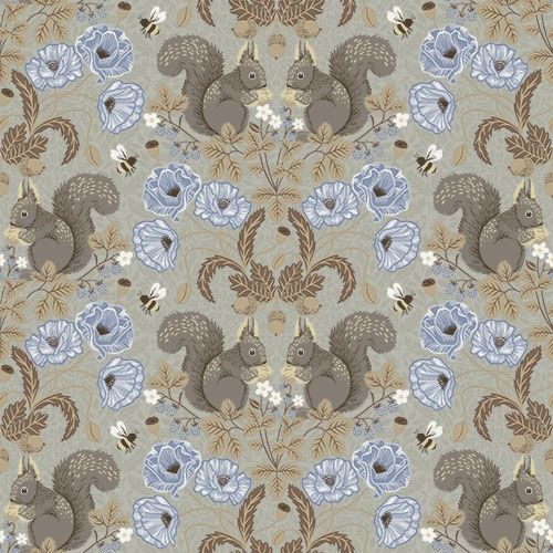 Kurre blommor och djur, gråbeige tapet med blommigt mönster i grå. Från kollektionen Grönhaga. Nonwoven-material med rak passning. Passar i barnrum.