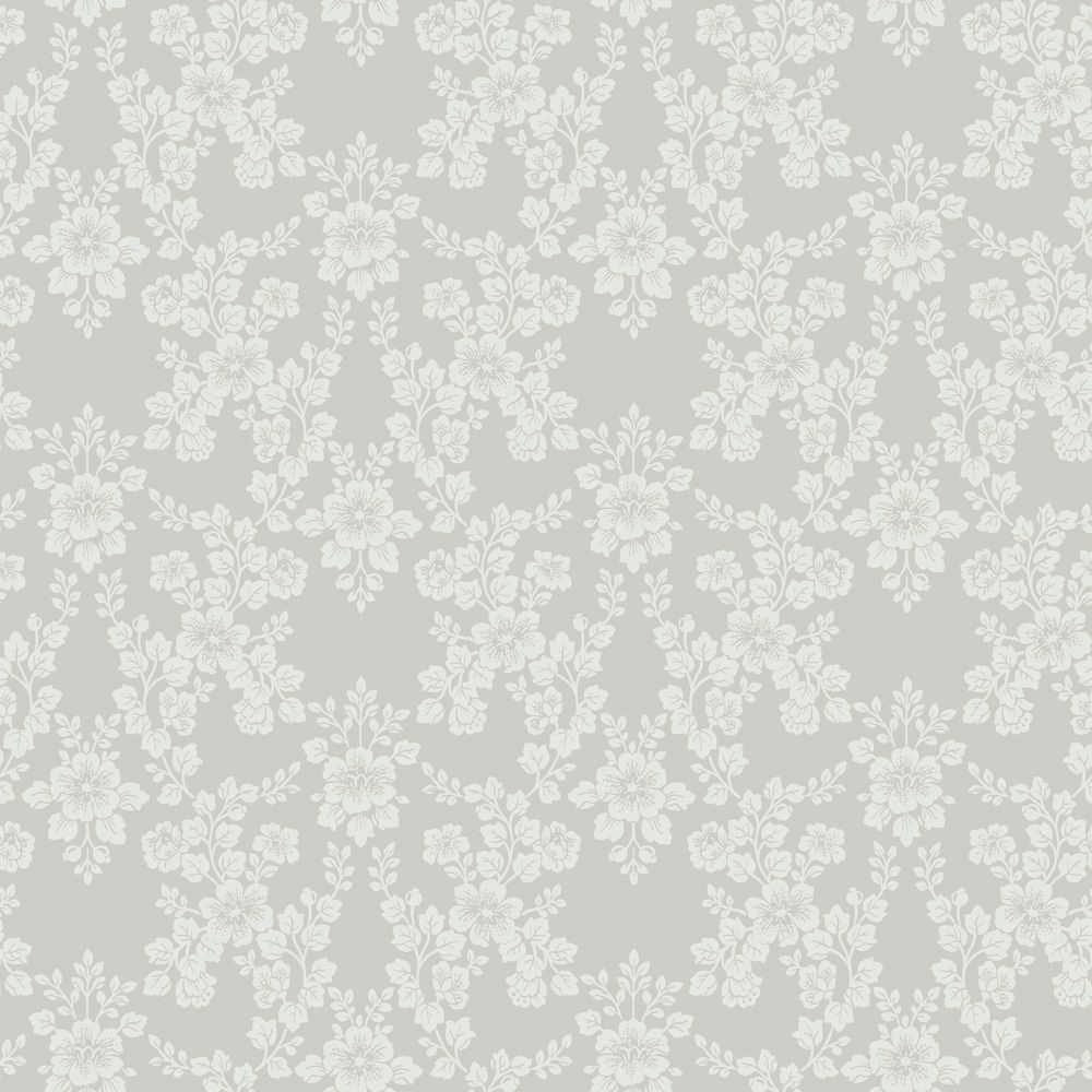 Rosita grå, tapet tapet med blommigt mönster i grå. Från kollektionen Sommaräng. Nonwoven-material med rak passning.