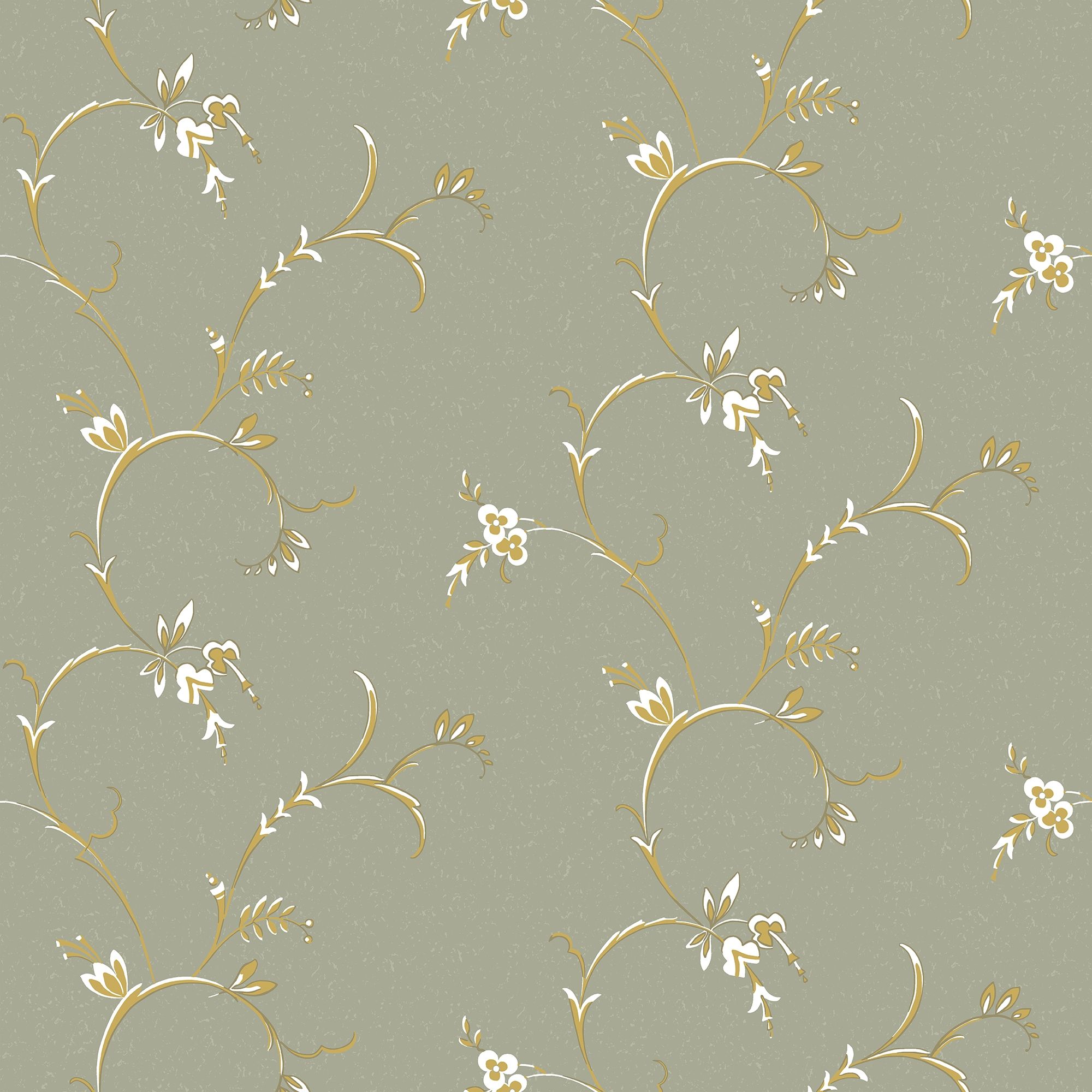 Ekbacken Grön tapet med blommigt mönster i grön. Från kollektionen Gammalsvenska klassiker 1850–1950. Nonwoven-material med rak passning.