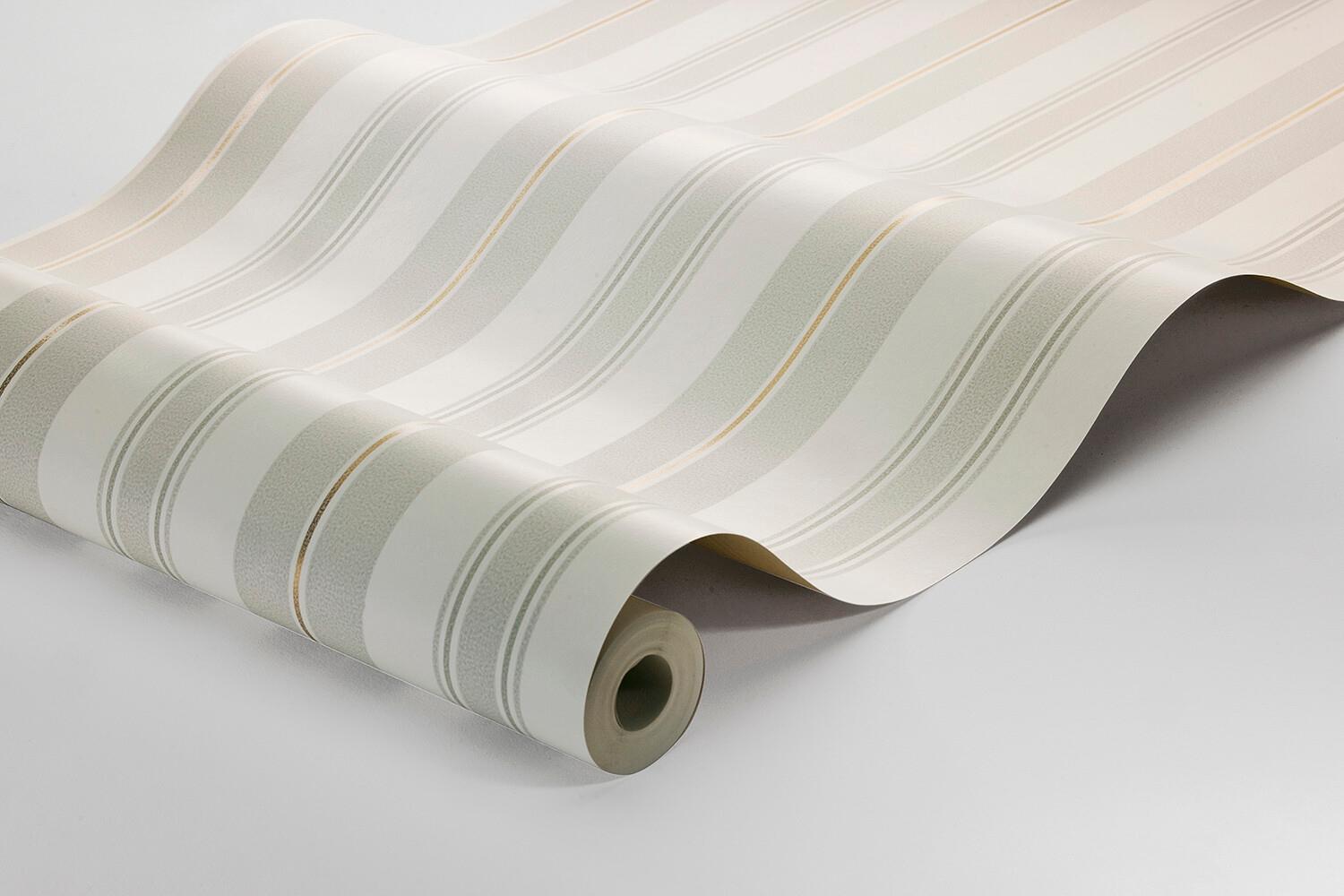 Gustaf tapet med randigt mönster i vit och grå. Från kollektionen timeless traditions. Nonwoven-material.