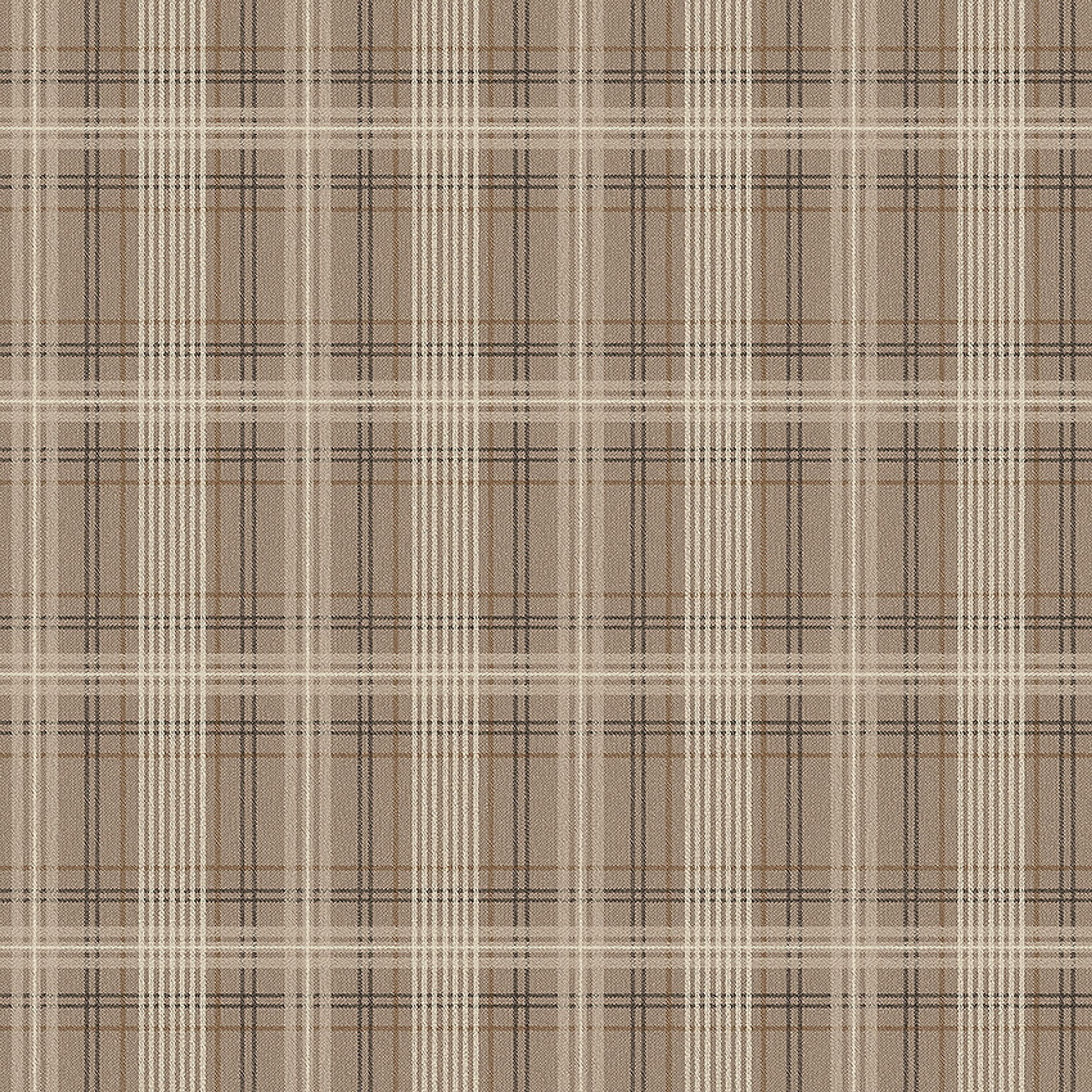 Tailor´s Tweed varm mörkbrun tapet med rutigt mönster i brun. Från kollektionen Cottage Garden. Nonwoven-material med rak passning. Passar i vardagsrum, matsal och hall.