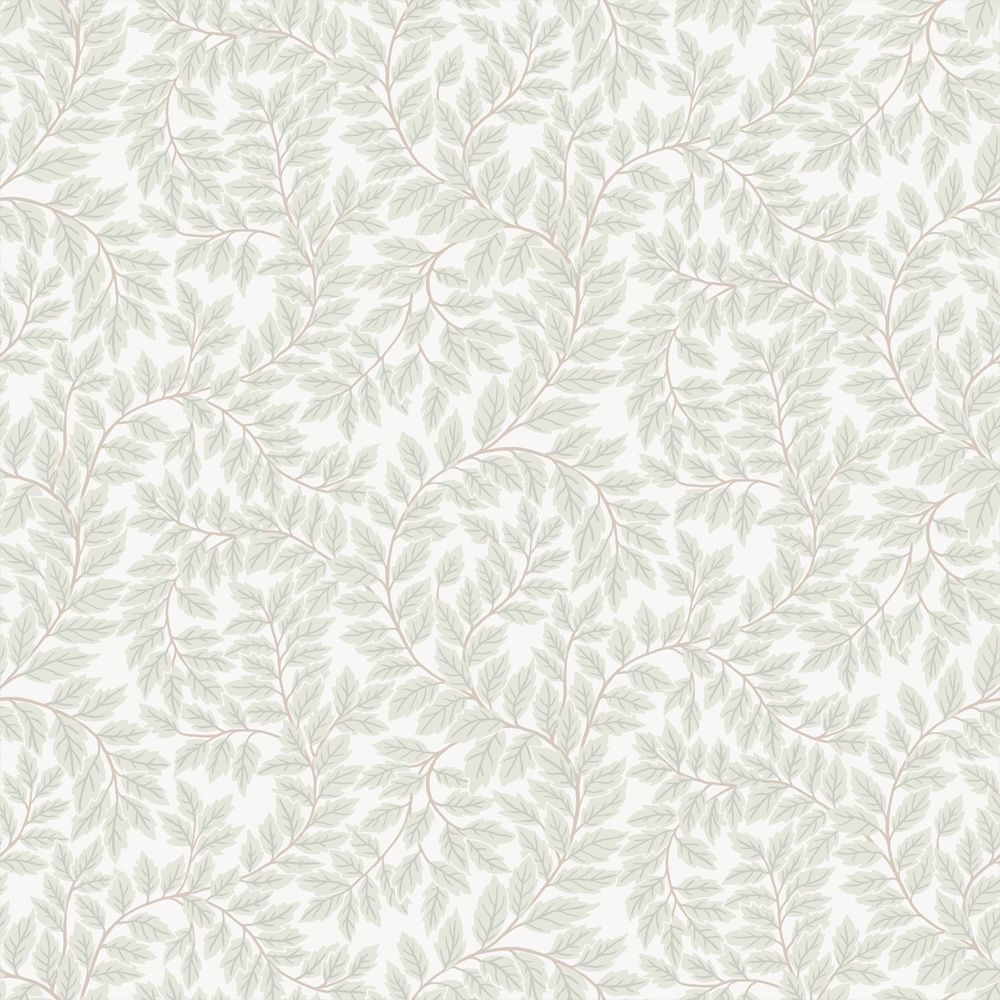 Lindlöv tapet med botaniskt mönster i grå. Från kollektionen Fågelsång. Nonwoven-material med rak passning.