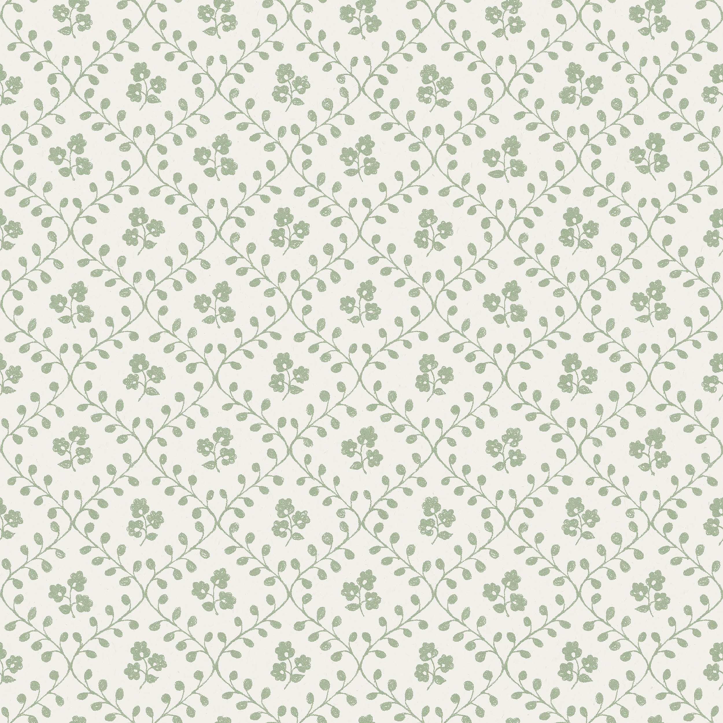 Idun ljusgrön, tapet tapet med medaljonger, blommigt, trellis mönster i grön. Från kollektionen Nordic Folk. Nonwoven-material med rak passning. Passar i kök.