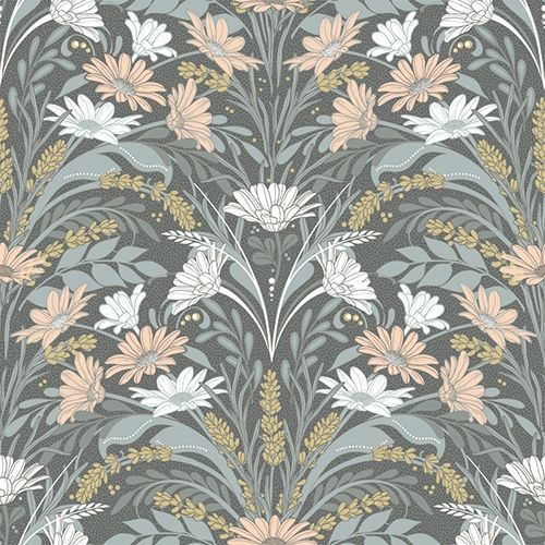 Sunnanö Värmdö, brun tapet med blommigt mönster i brun. Från kollektionen Sunnanö. Nonwoven-material med rak passning.