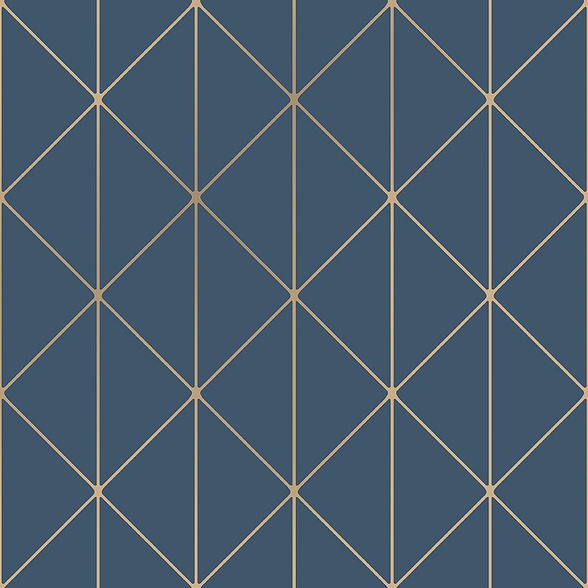Diamonds blå, tapet tapet med grafiskt mönster i blå. Från kollektionen Graphics. Nonwoven-material med rak passning. Passar i vardagsrum.