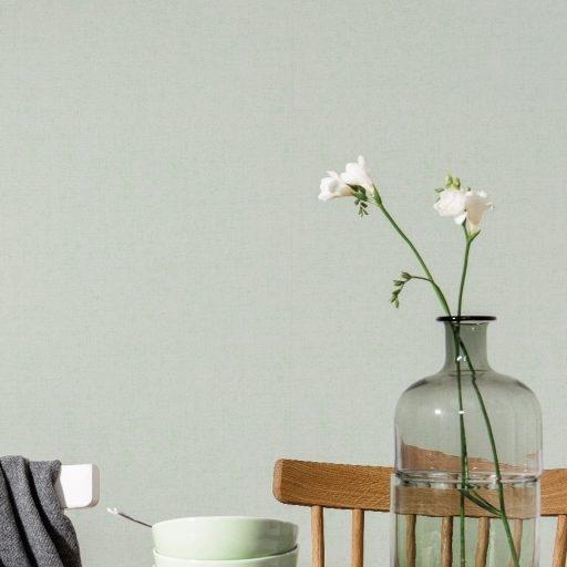 Linne, Ljusgrön tapet från duro enfärgad i grön. Från kollektionen Spira. Nonwoven-material.