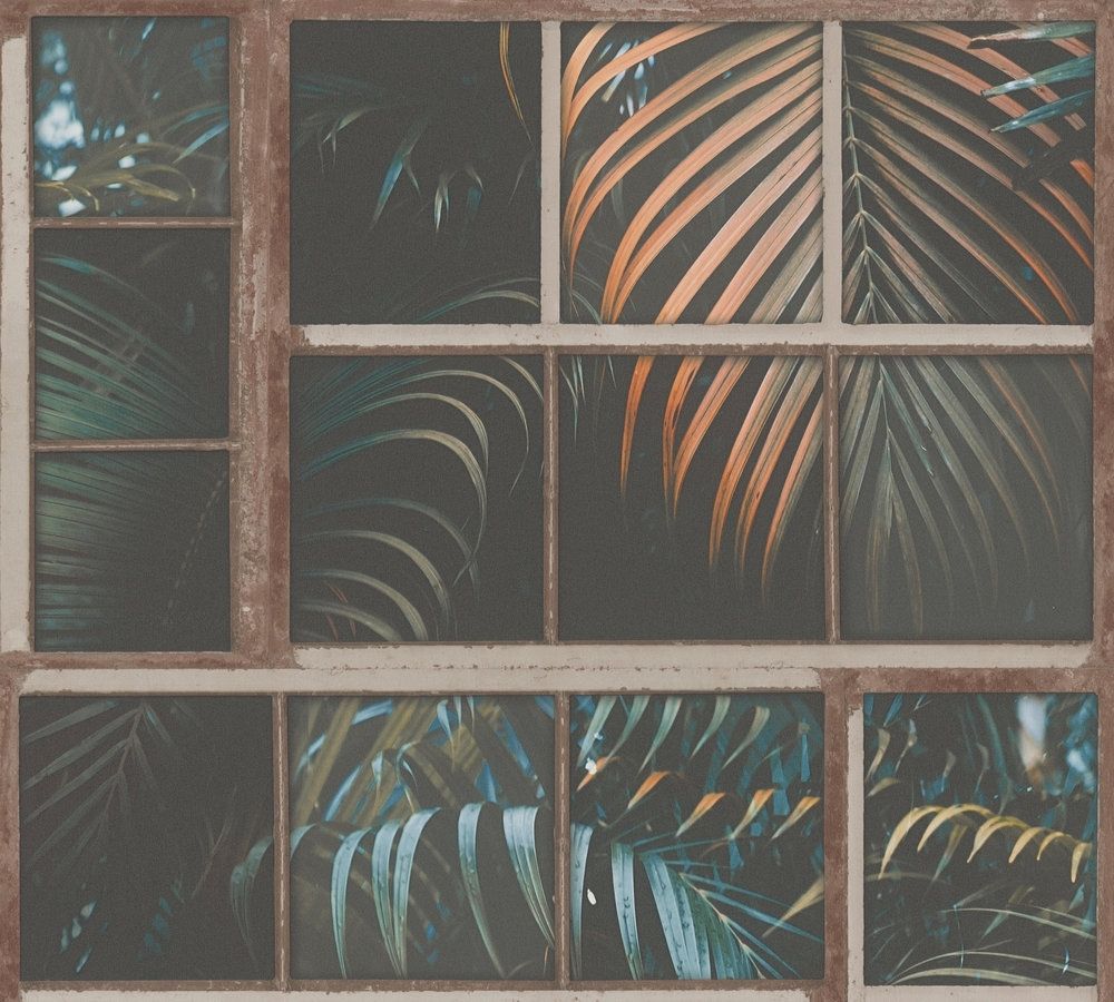 Window, strukturtapet i blå och brun tapet med djur mönster i blå. Från kollektionen best of wood n stone 2. Nonwoven-material med förskjuten passning. Passar i vardagsrum och matsal.