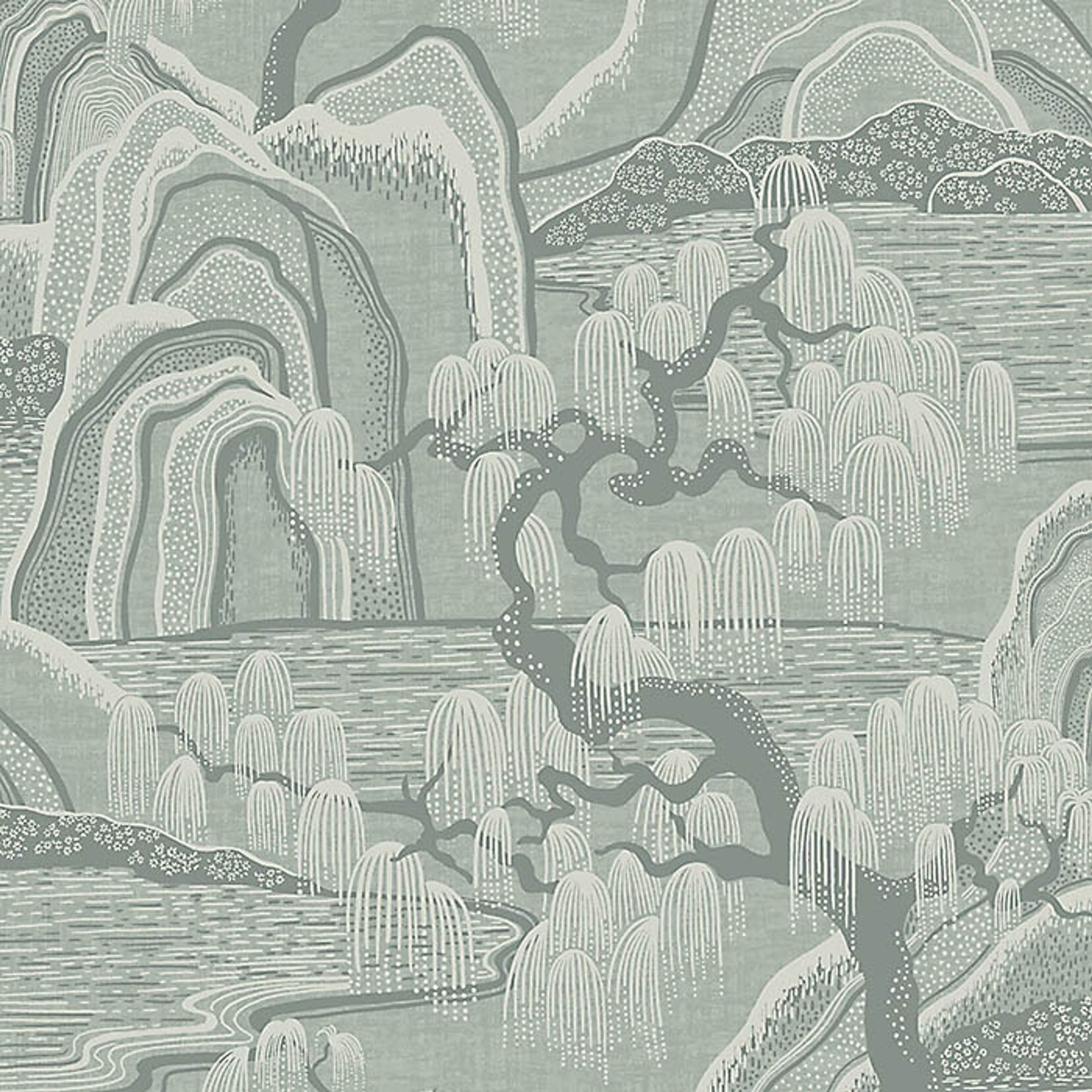 Indigo Garden tapet från Boråstapeter med naturochlandskap mönster i turkos. Från kollektionen Eastern Simplicity. Nonwoven-material med förskjuten passning. Passar i vardagsrum, hall och arbetsrum.