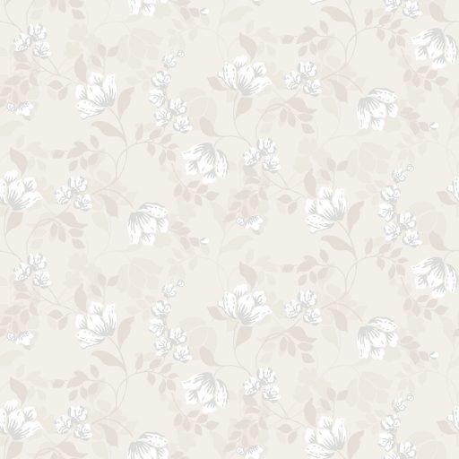 Malin, Beige tapet från duro med blommigt mönster i vit. Från kollektionen Spira. Nonwoven-material med rak passning. Country, city-stil.