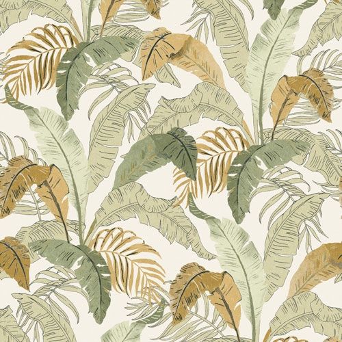 Botanic topiara tapet med botaniskt mönster i brun. Från kollektionen lotus. Nonwoven-material med rak passning.