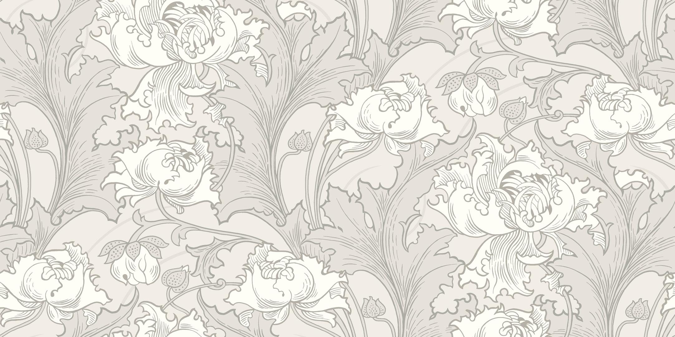 Siri tapet från Boråstapeter med botaniskt mönster i grå och beige. Från kollektionen anno. Nonwoven-material med förskjuten passning. Vintage, city-stil. Passar i sovrum och matsal.