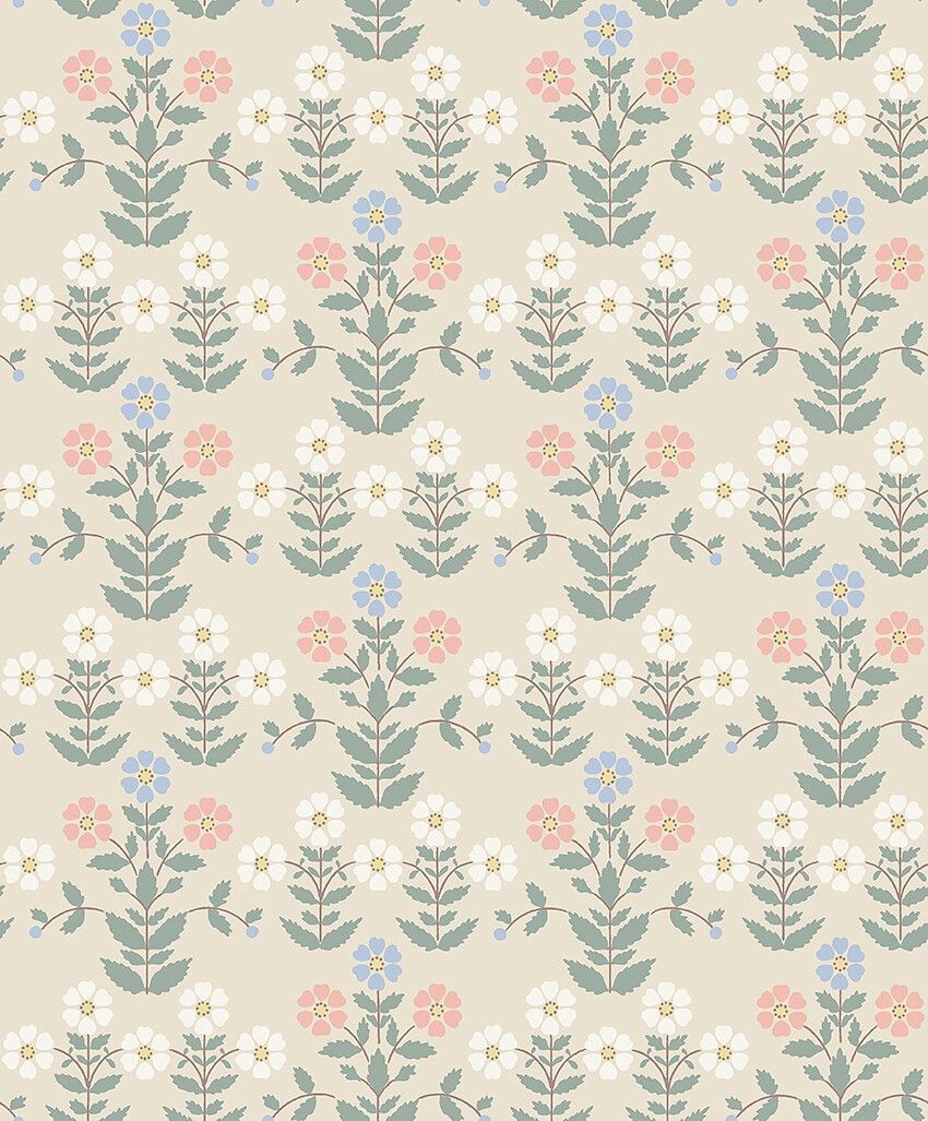 Sippor tapet med blommigt mönster i vit. Från kollektionen New Heritage. Nonwoven-material med rak passning.