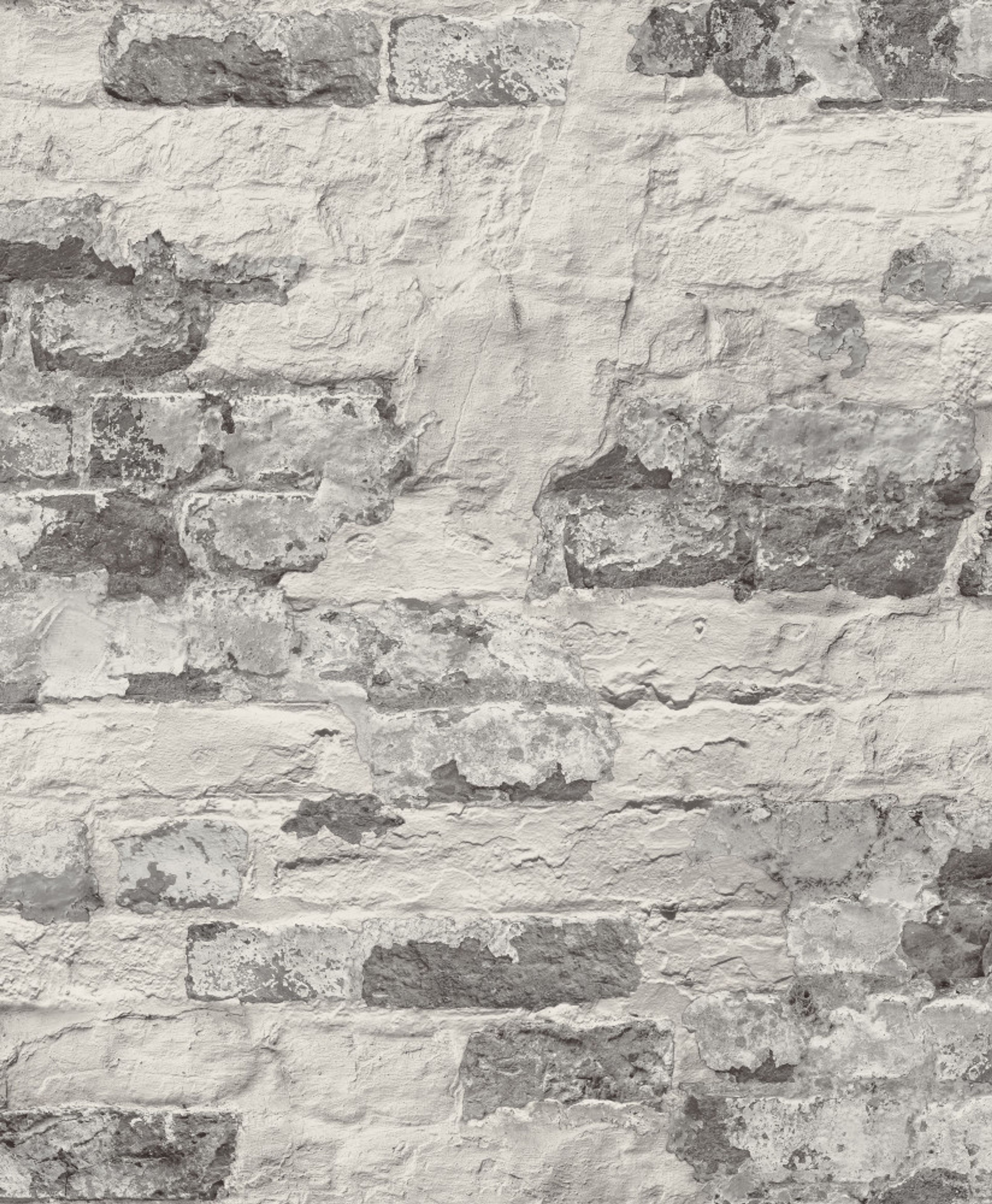 Patchy brick tapet med tegelsten mönster i grå. Från kollektionen Malika. Nonwoven-material med förskjuten passning. Passar i vardagsrum och matsal.