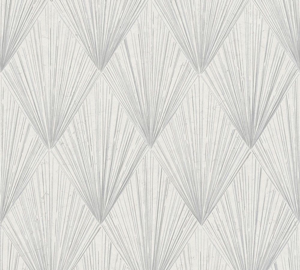 Ava - New York strukturtapet i grå och silver tapet med grafiskt mönster i vit. Från kollektionen metropolitan stories 2. Nonwoven-material med rak passning. Passar i vardagsrum och matsal.