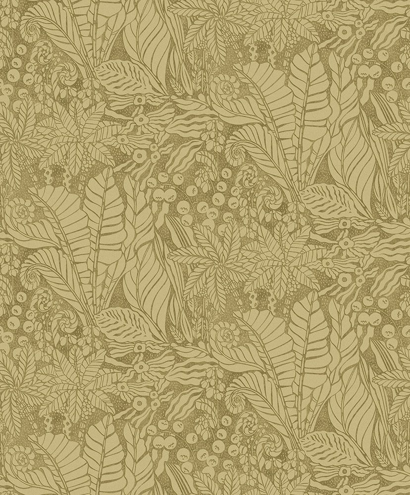 Madita, grön tapet tapet med stormönstrat, botaniskt mönster i grön. Från kollektionen Aquila. Nonwoven-material med förskjuten passning.