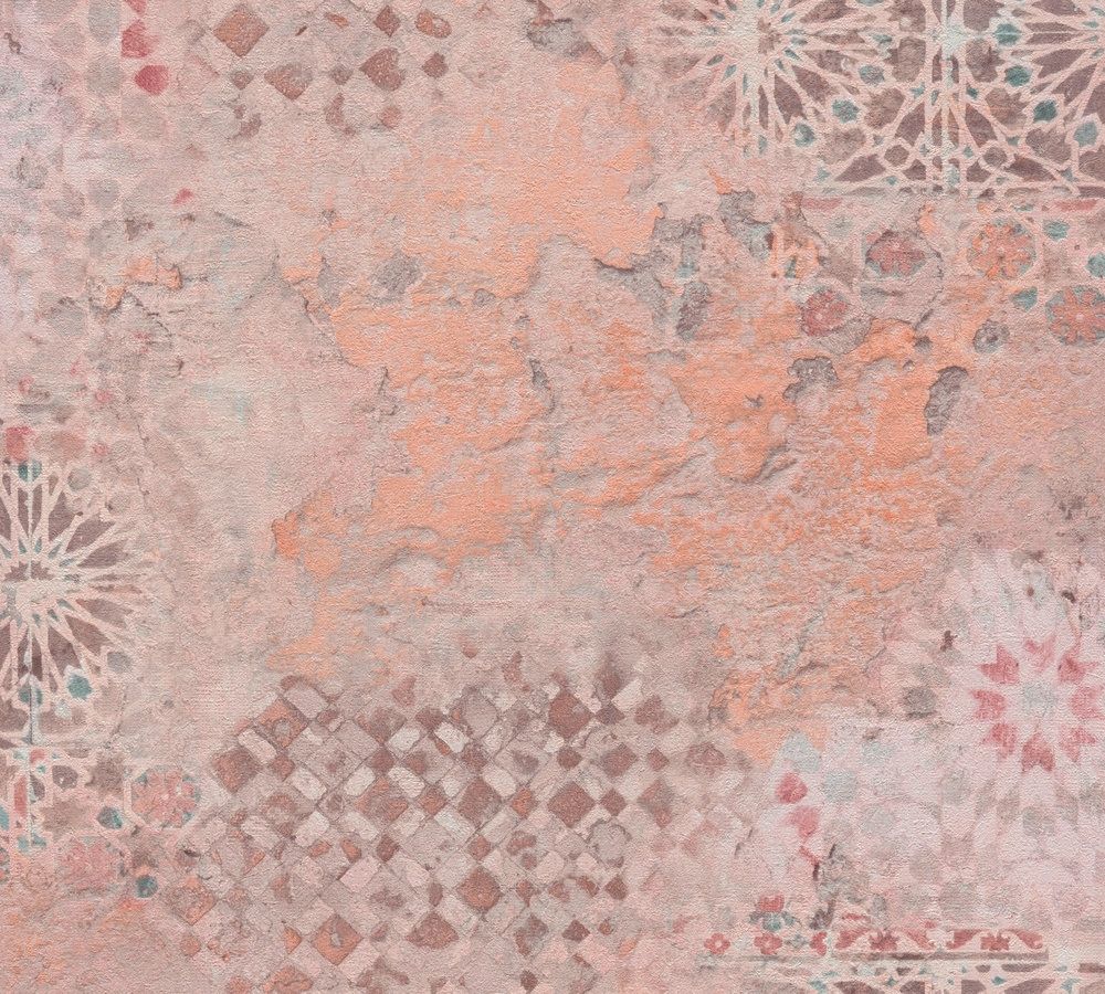 Antonio - Barcelona strukturstrukturtapet i rosa tapet med tegelsten mönster i rosa. Från kollektionen metropolitan stories 2. Nonwoven-material med förskjuten passning. Passar i vardagsrum och matsal.