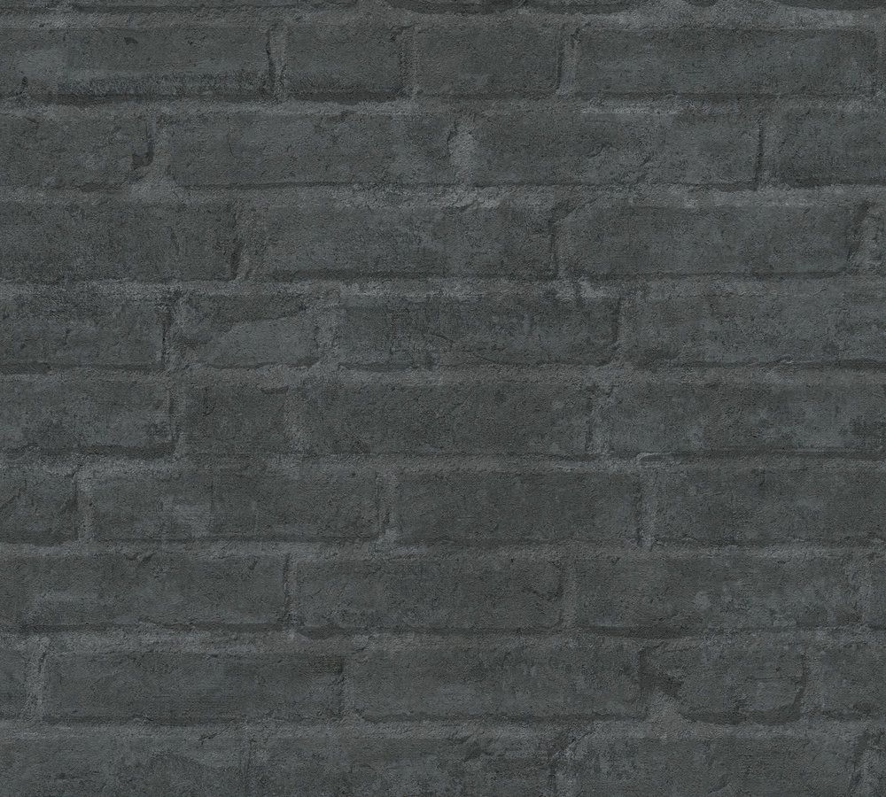 Tiles, strukturtapet i svart tapet med tegelsten mönster i svart. Från kollektionen best of wood n stone 2. Nonwoven-material med förskjuten passning. Passar i vardagsrum och matsal.