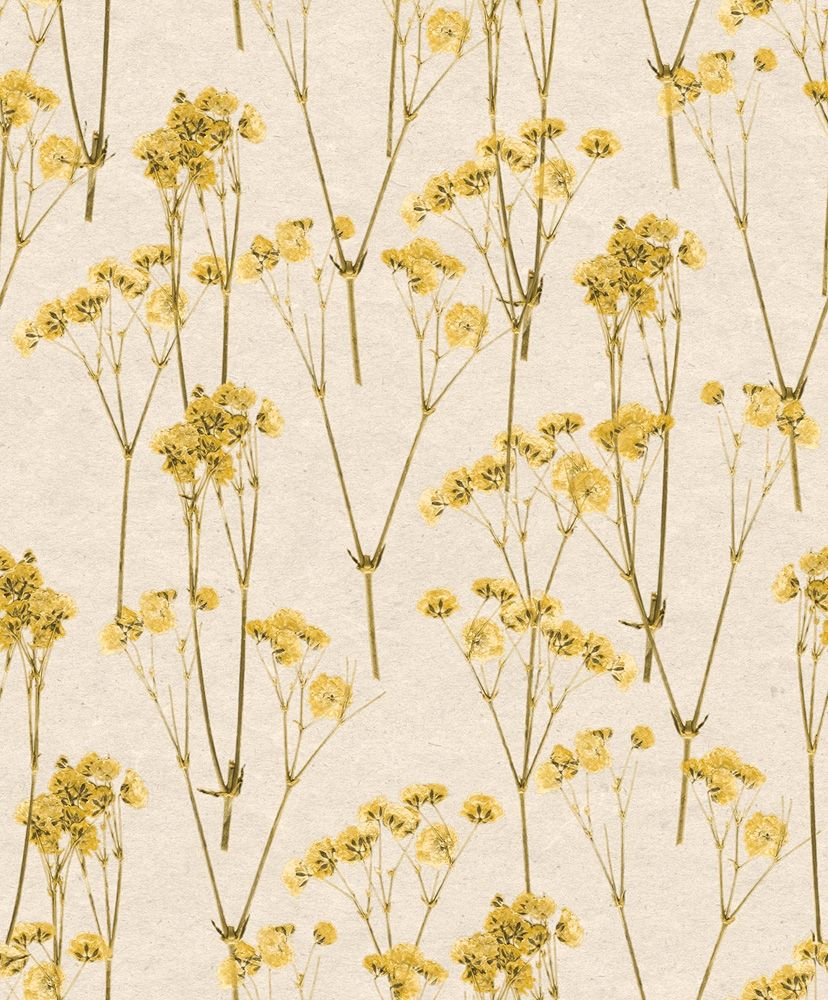 Spry flower beige, tapet tapet med botaniskt mönster i beige. Från kollektionen Herbarium. Nonwoven-material med rak passning.