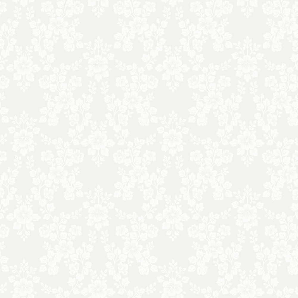 Rosita vit, tapet tapet med blommigt mönster i vit. Från kollektionen Sommaräng. Nonwoven-material med rak passning.