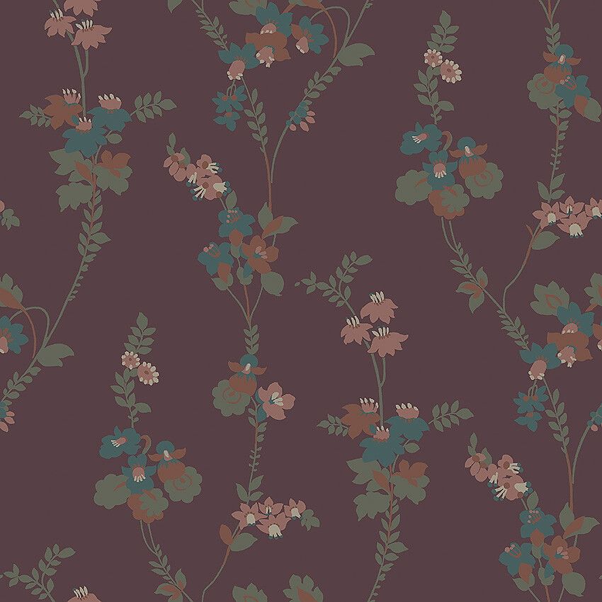 Vera röd tapet tapet med blommigt mönster i röd. Från kollektionen Swedish Grace. Nonwoven-material med rak passning. Passar i hall.