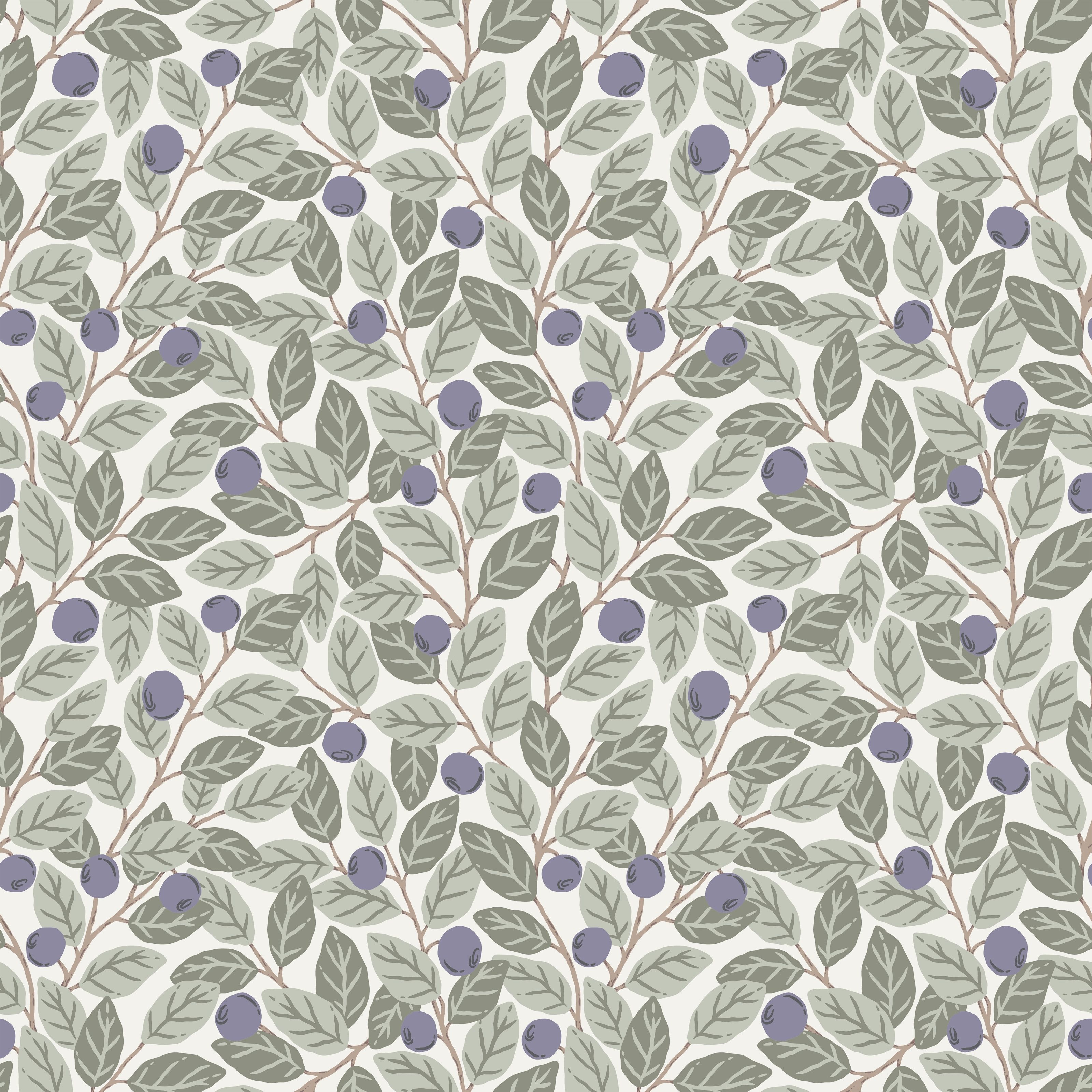 Klara o Tove blåbär blå, tapet tapet med botaniskt mönster i vit. Från kollektionen Klara o Tove. Nonwoven-material med rak passning. Passar i vardagsrum, sovrum och hall.