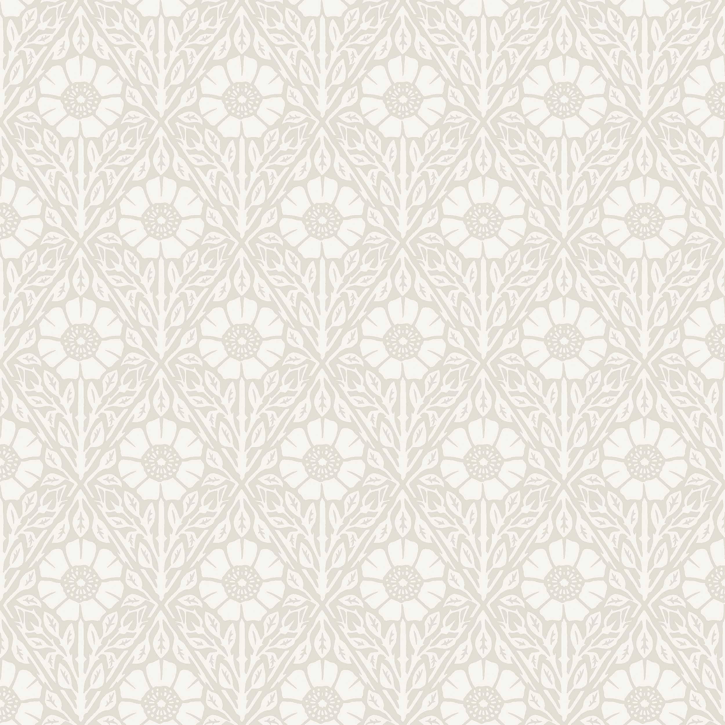 Nyponros grå, tapet tapet med blommigt mönster i grå. Från kollektionen Nordic Folk. Nonwoven-material med förskjuten passning. Passar i kök.