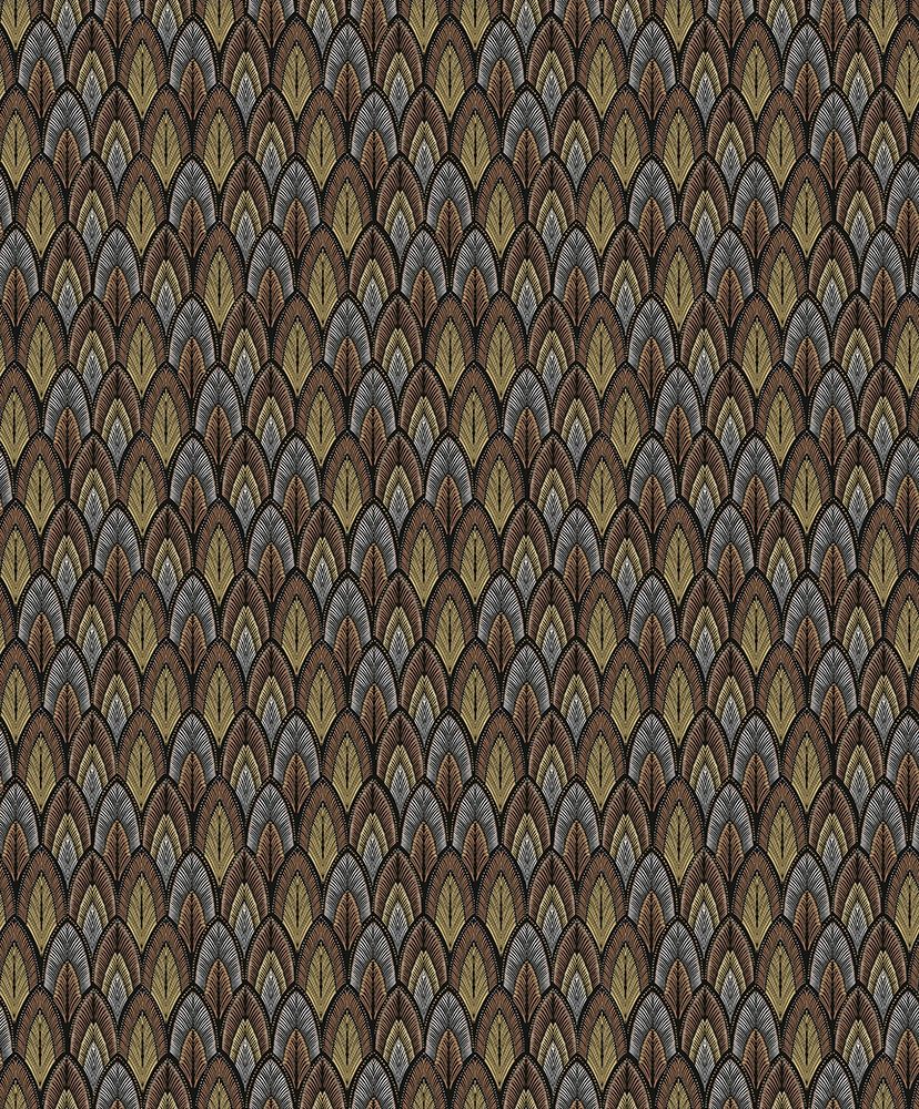 Dabu Gold tapet med grafiskt mönster i brun. Från kollektionen Summer. Nonwoven-material med rak passning.