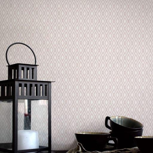 Gåsöga, Beige tapet från duro med rutigt, geometriskt mönster i beige. Från kollektionen Natur. Nonwoven-material med rak passning.