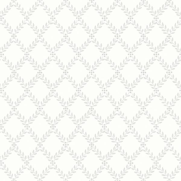 Trellis Leaves, vit/ljusgrå tapet från Boråstapeter med rutigt, geometriskt, trellis mönster i grå. Från kollektionen Falsterbo III. Nonwoven-material med rak passning.