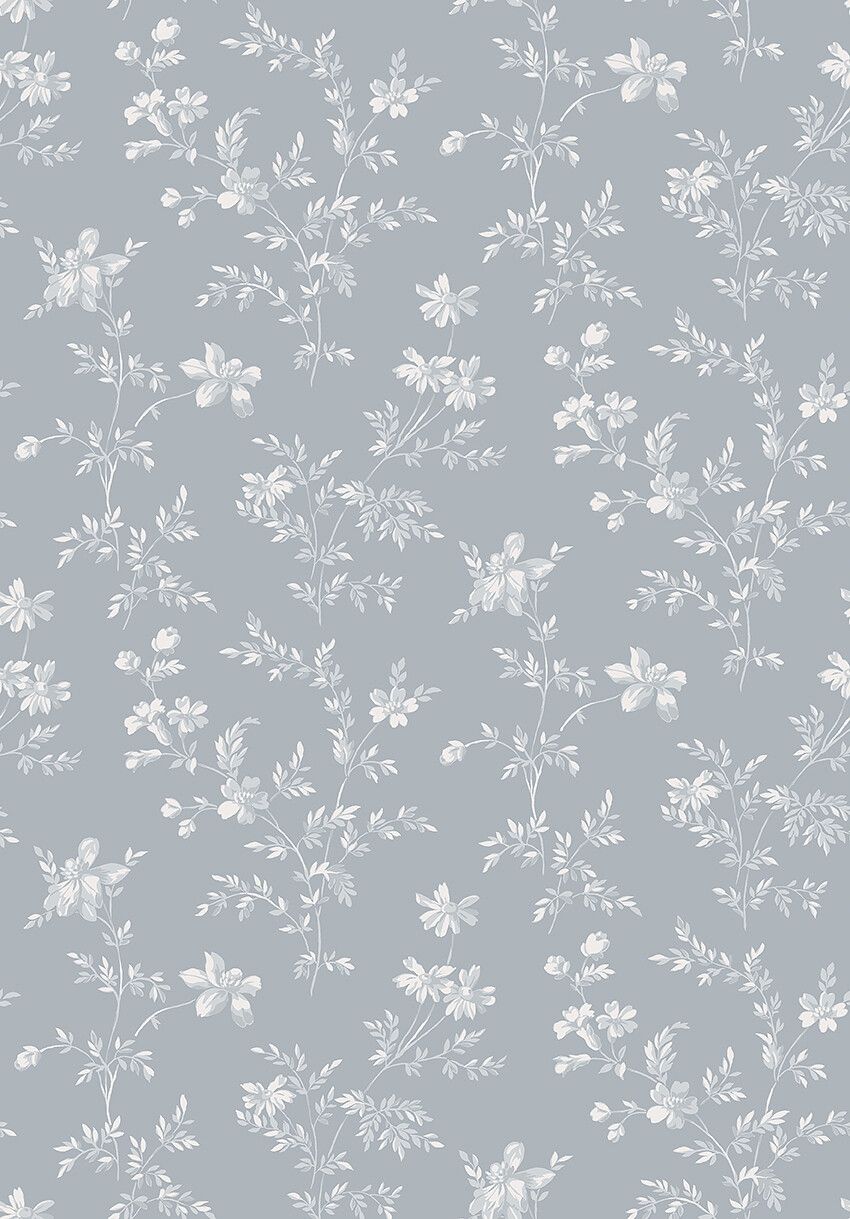 Ängsblomma tapet med blommigt mönster i vit och blå. Från kollektionen timeless traditions. Nonwoven-material med rak passning. Country, city-stil.