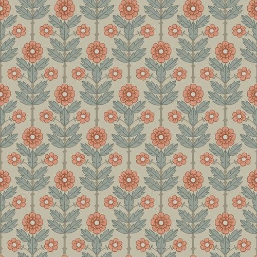 Othilia storblommig, beige tapet från Midbec med botaniskt mönster i beige. Från kollektionen Lyckebo. Nonwoven-material med rak passning.