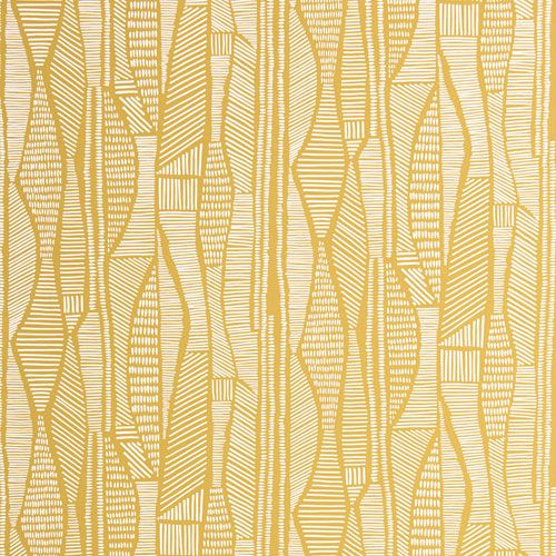 Skylark Springtime tapet från Midbec med abstrakt mönster i gul. Från kollektionen Pioneer. Nonwoven-material med förskjuten passning.