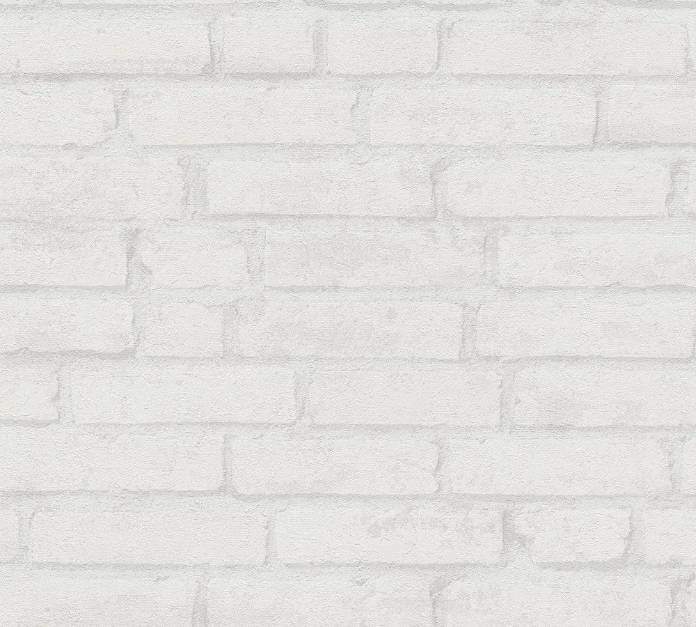 Tiles, strukturtapet i vit tapet med tegelsten mönster i vit. Från kollektionen best of wood n stone 2. Nonwoven-material med förskjuten passning. Passar i vardagsrum och matsal.