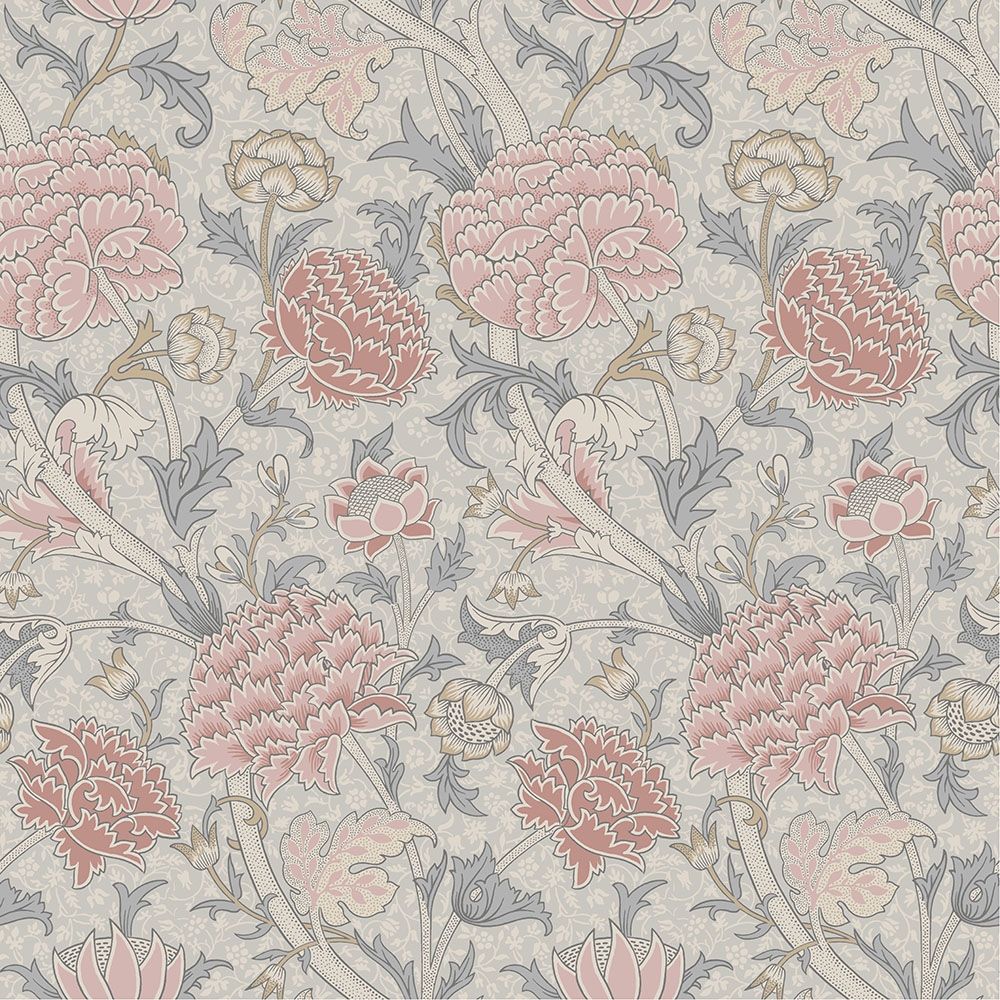 Cray, rosa tapet tapet från Midbec med botaniskt, blommigt mönster i rosa och grå. Från kollektionen Hidden Treasures vol 1. Nonwoven-material med rak passning.
