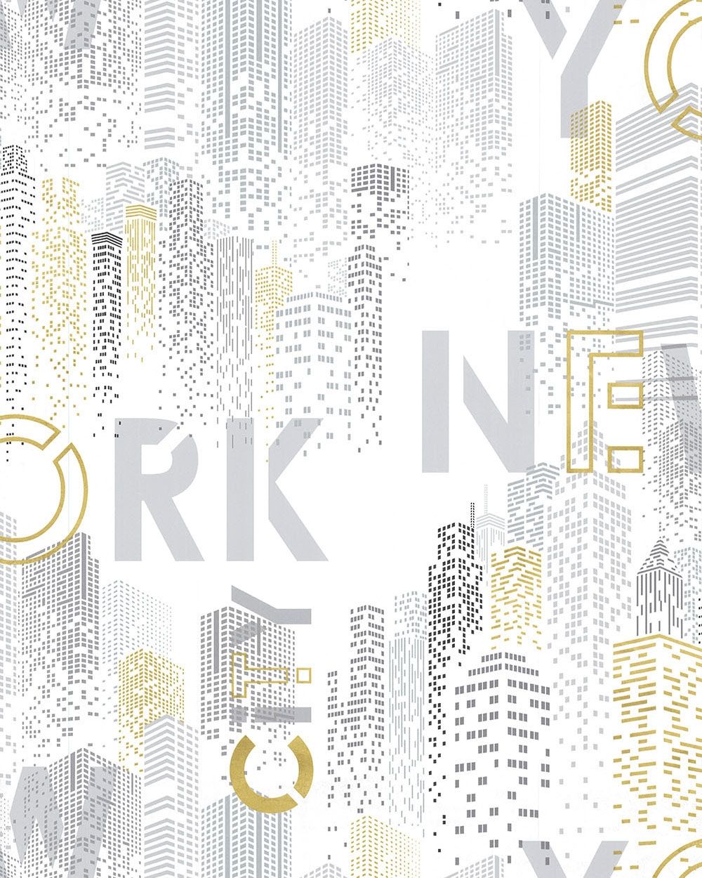 new york city dore tapet med city mönster i grå. Från kollektionen les aventures. Nonwoven-material med förskjuten passning. Passar i vardagsrum och matsal.