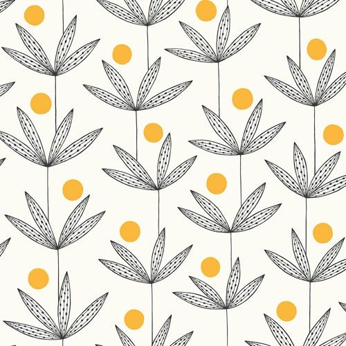 Palm Tree Bloom tapet från Midbec med botaniskt, retro mönster i vit. Från kollektionen Kinfolk. Nonwoven-material med förskjuten passning.