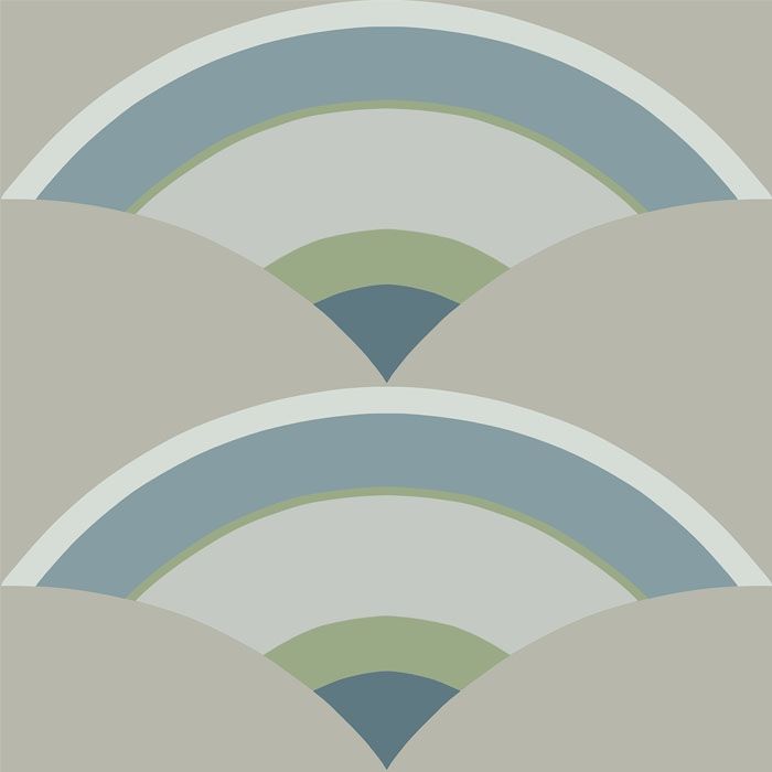 Design no 2 Blå/Silver tapet med grafiskt, retro mönster i blå. Från kollektionen Limited Edition 2023. Nonwoven-material med rak passning.