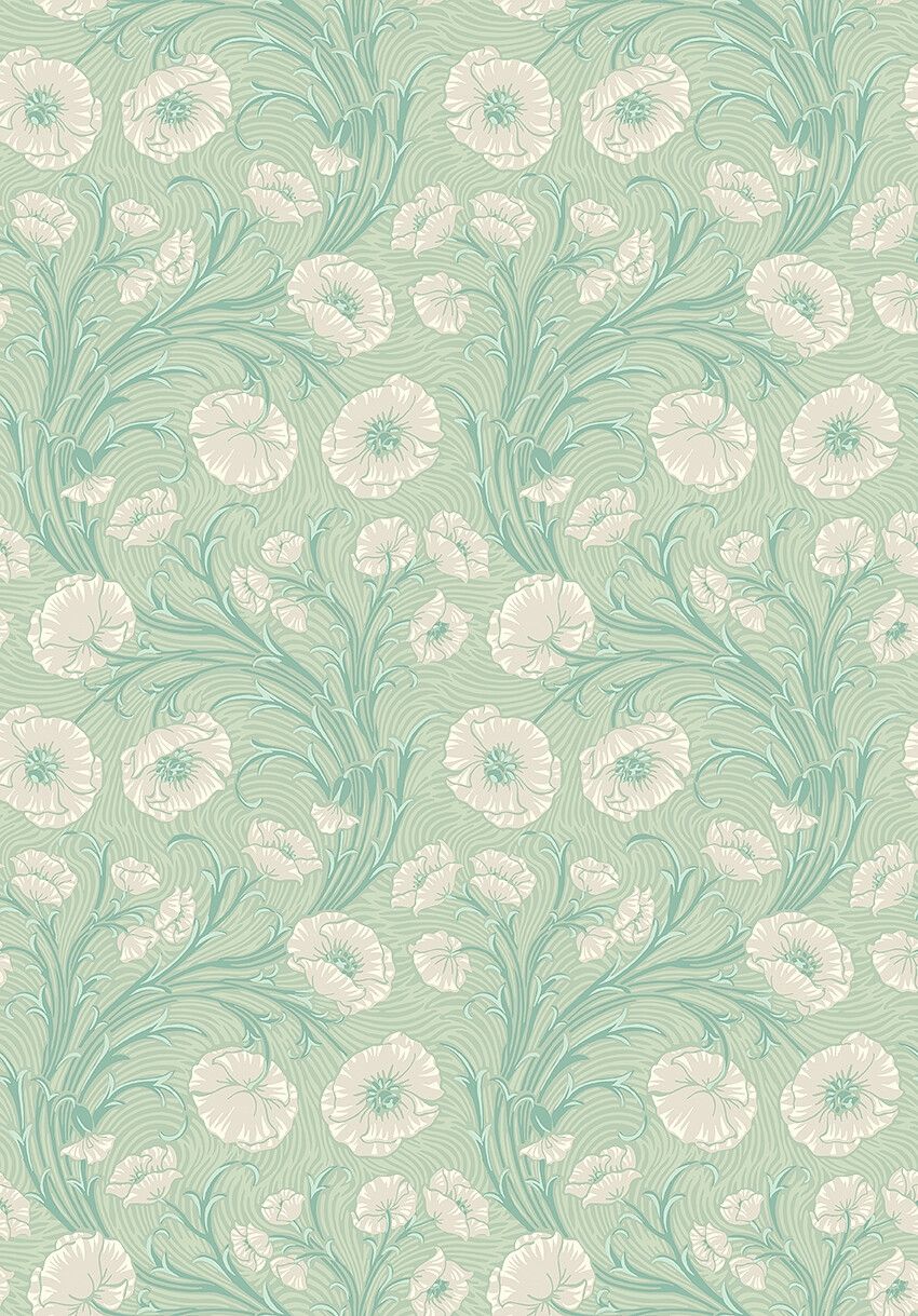 Poppy Flow ljust grön med blommor tapet med blommigt mönster i grön. Från kollektionen Treasured. Nonwoven-material med rak passning. Passar i kök, hall och arbetsrum.