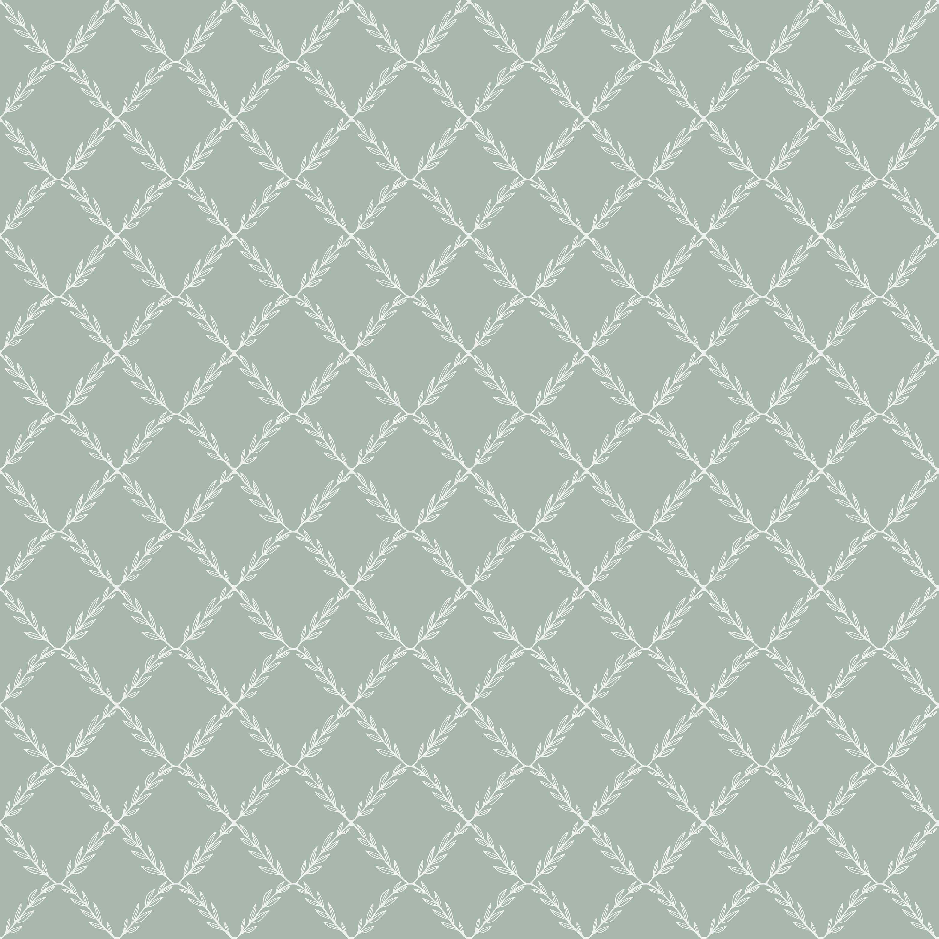 Vide, grön tapet med medaljonger mönster i grön. Från kollektionen Blommor & Blad. Nonwoven-material med rak passning.