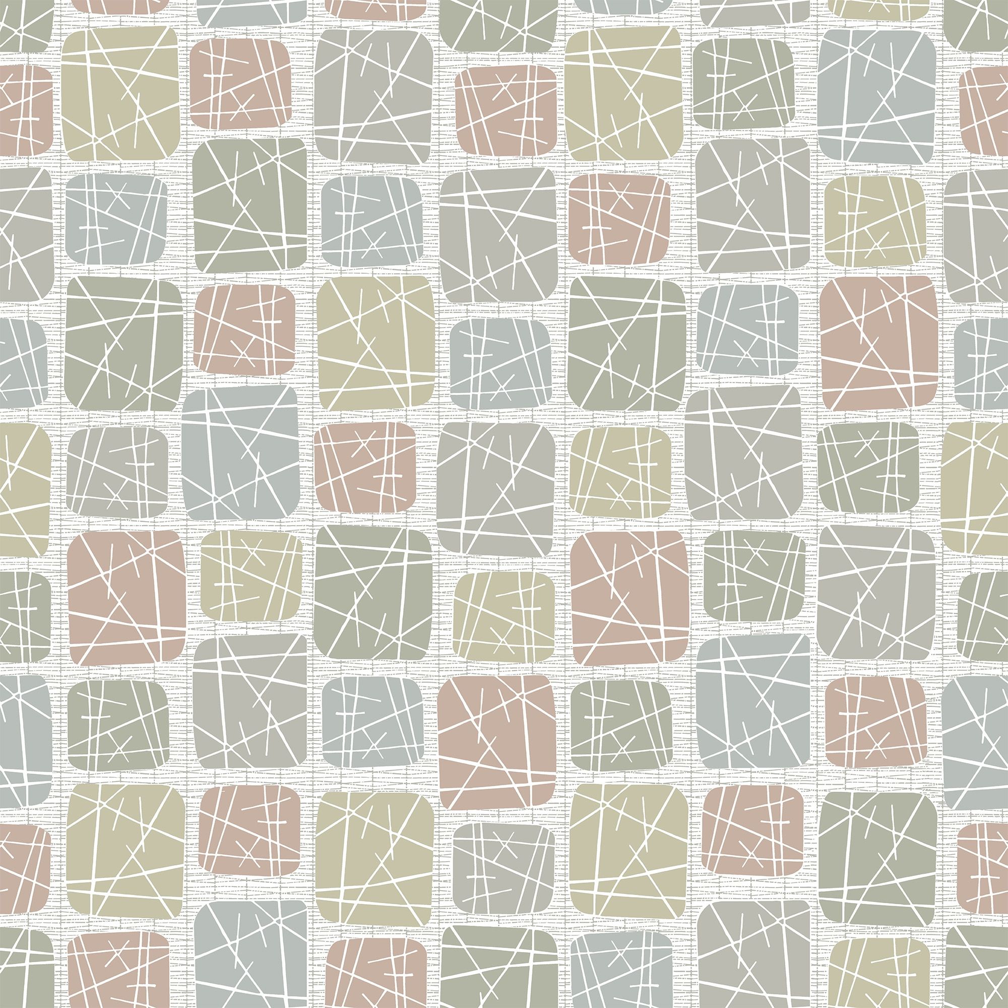 Annika multi tapet med grafiskt mönster i grön. Från kollektionen Gammalsvenska klassiker 1850–1950. Nonwoven-material med rak passning.