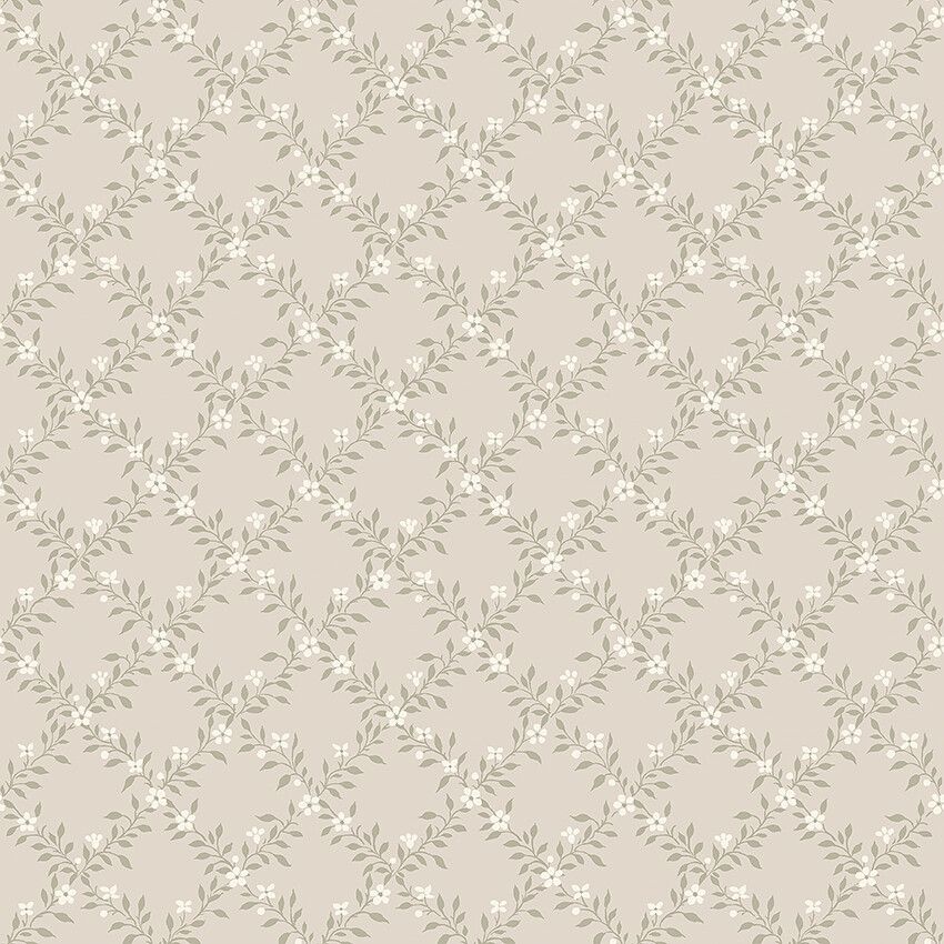 Sommarslöja tapet med trellis mönster i grön och beige. Från kollektionen timeless traditions. Nonwoven-material med rak passning. Country-stil.