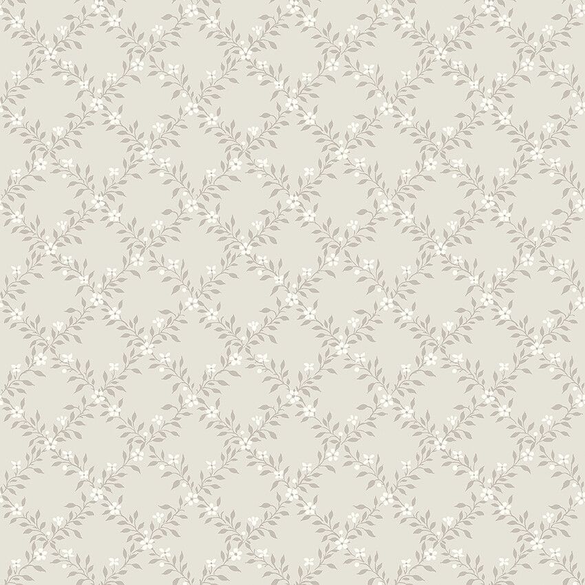 Sommarslöja tapet med trellis mönster i grå och beige. Från kollektionen timeless traditions. Nonwoven-material med rak passning.