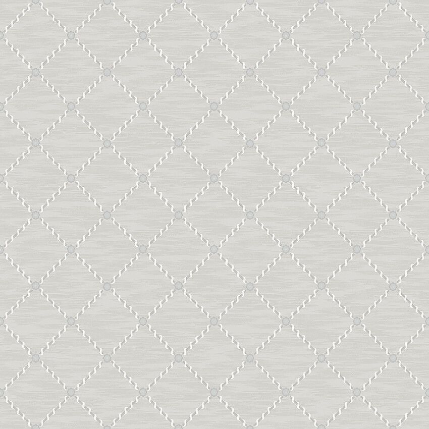 Golden Trellis grå rutmönster tapet med rutigt, trellis mönster i grå. Från kollektionen Treasured. Nonwoven-material med rak passning. Passar i kök, hall och arbetsrum.