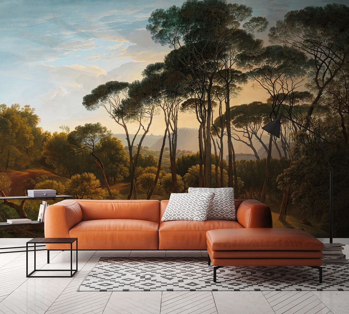 Italian Landscape, digitaltapet i grön tapet med digitalfoto mönster i grön. Från kollektionen history of art. Nonwoven-material med fri passning. Passar i vardagsrum och matsal.