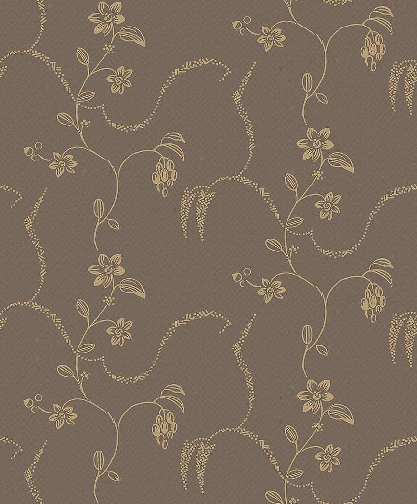 Elsie Brun Tapet tapet med blommigt mönster i brun. Från kollektionen Swedish Grace. Nonwoven-material med rak passning. Passar i vardagsrum.
