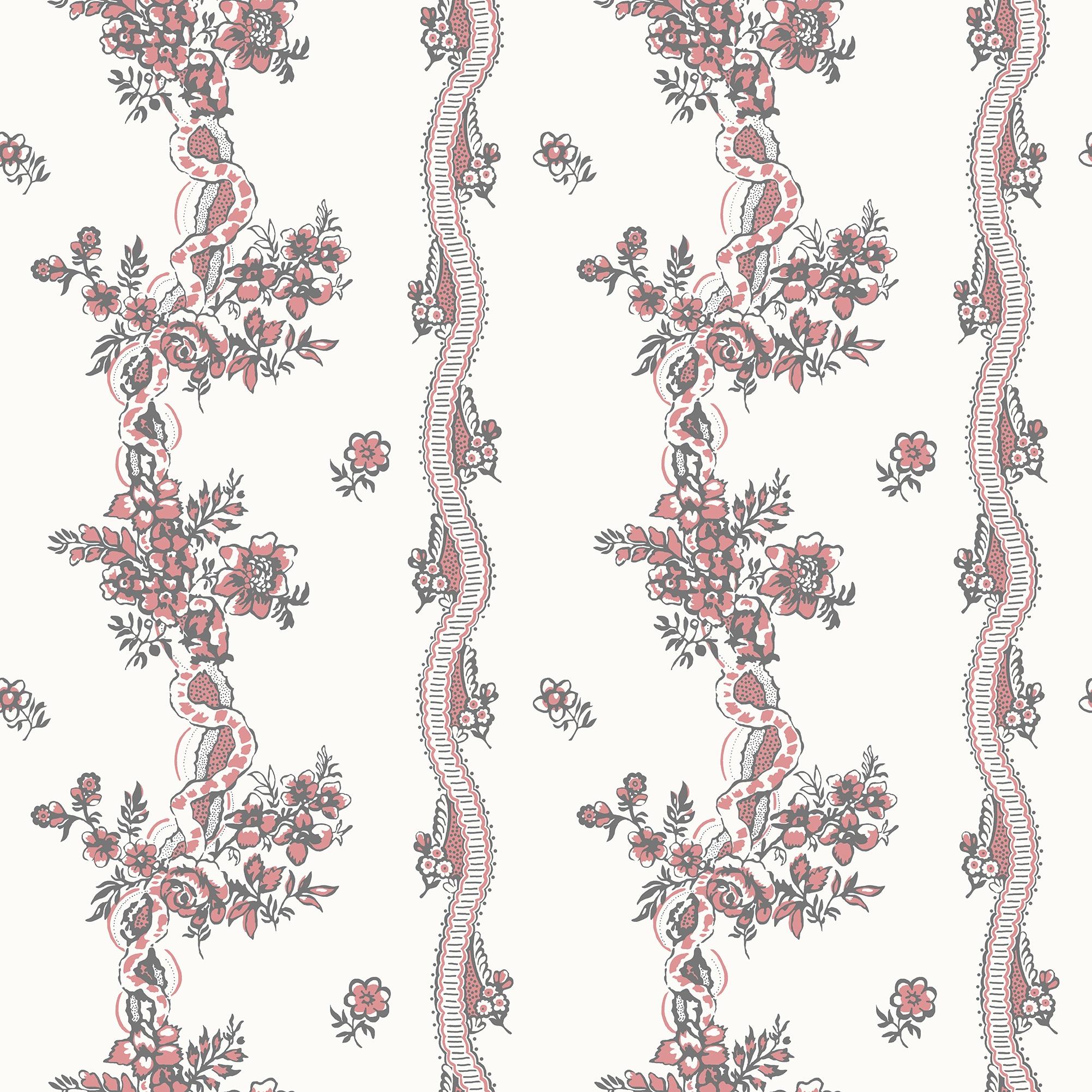 Renshammar, Röd tapet från duro med blommigt mönster i röd. Från kollektionen Gammalsvenska QuickUp. Nonwoven-material med rak passning.