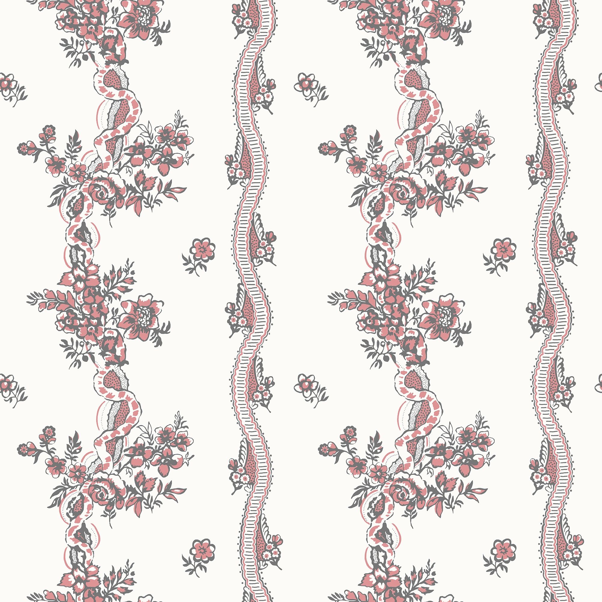 Renshammar, Röd tapet från duro med blommigt mönster i röd. Från kollektionen Gammalsvenska QuickUp. Nonwoven-material med rak passning.