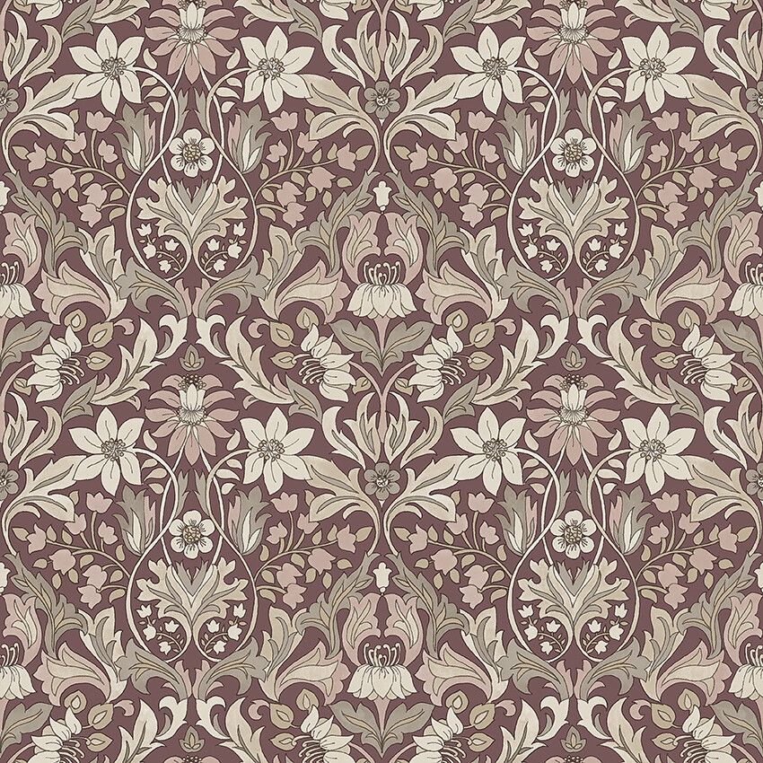 Blomsterfröjd tapet med blommigt mönster i röd. Från kollektionen timeless traditions. Nonwoven-material med rak passning.