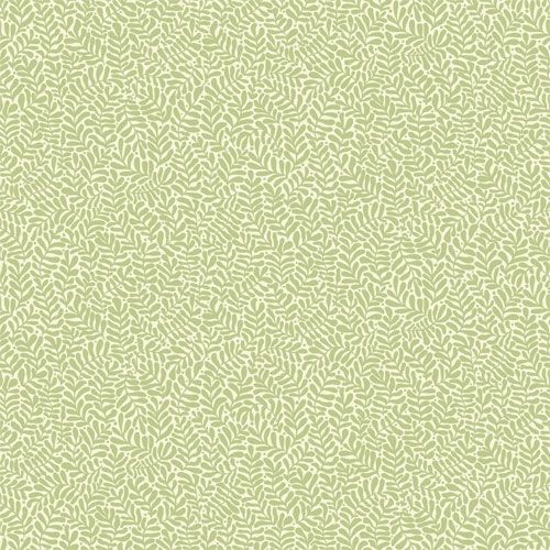 Anna tapet med botaniskt mönster i grön. Från kollektionen Lina. Nonwoven-material med förskjuten passning.